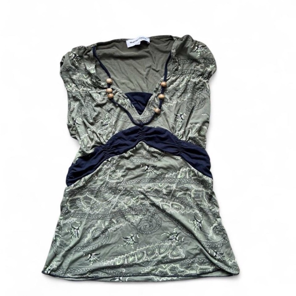 Women’s Olive Paisley Camisole with black Trim
